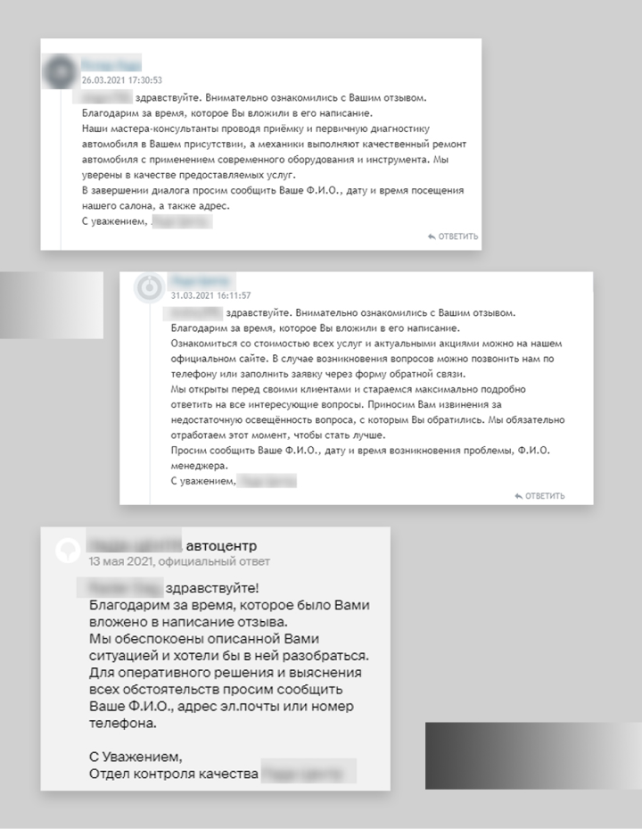 Рисунок 6. Ответы на негативные упоминания