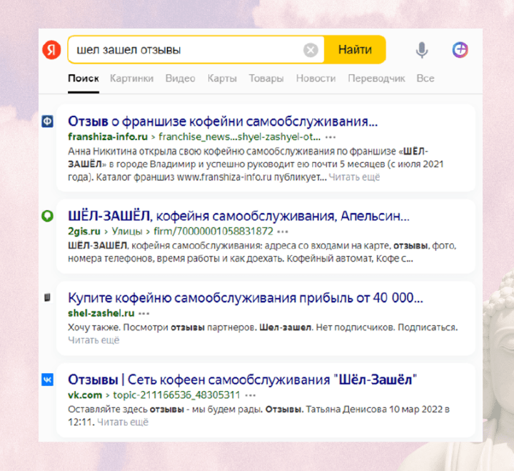 Рисунок 2. Поисковая выдача без оценок