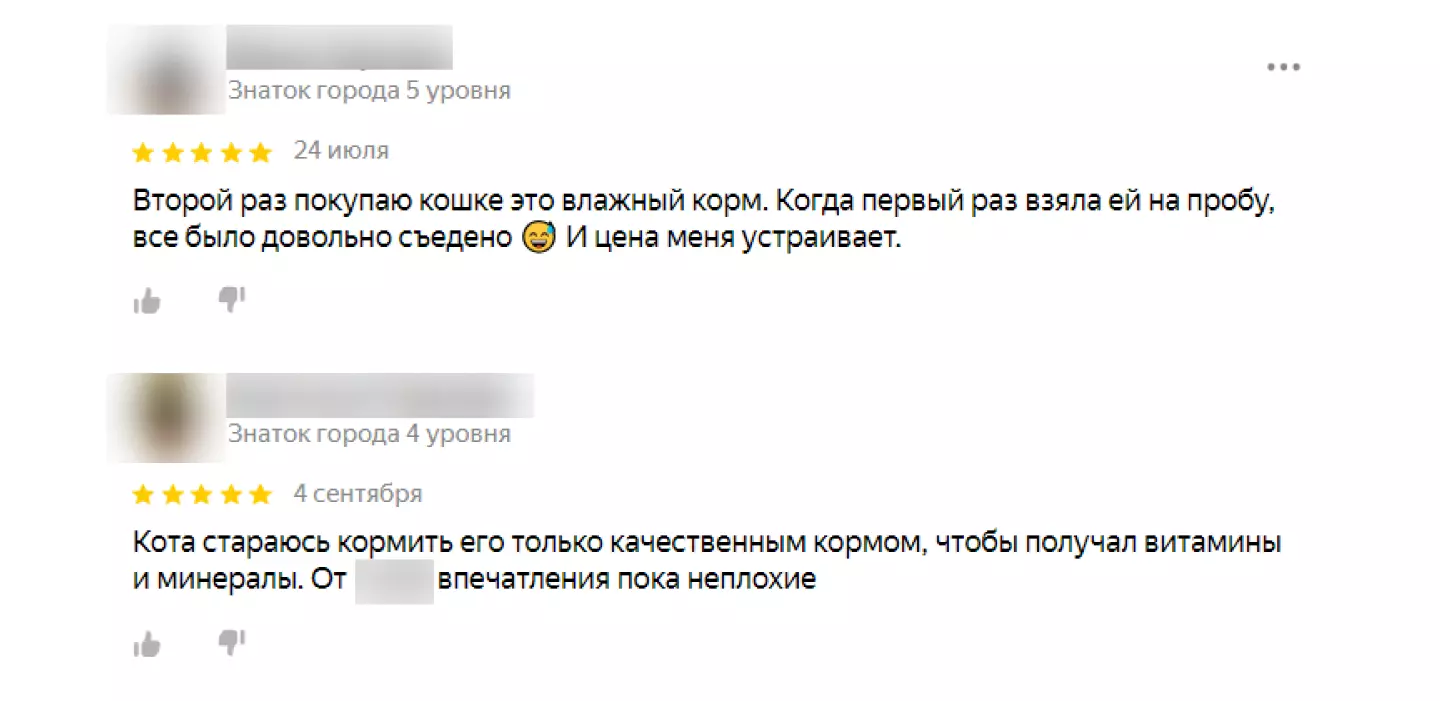 Примеры отзывов в Яндексе