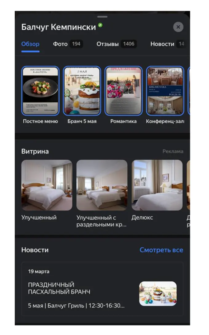 заполнение карточки гостиницы на “Яндекс Картах”