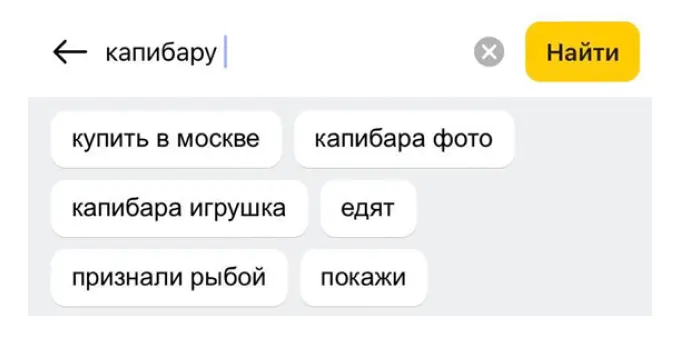 Пример поисковых подсказок