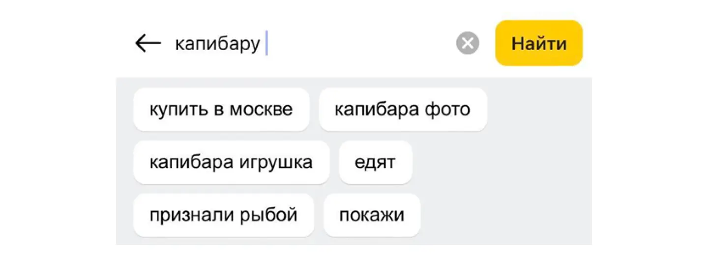 Пример поисковых подсказок