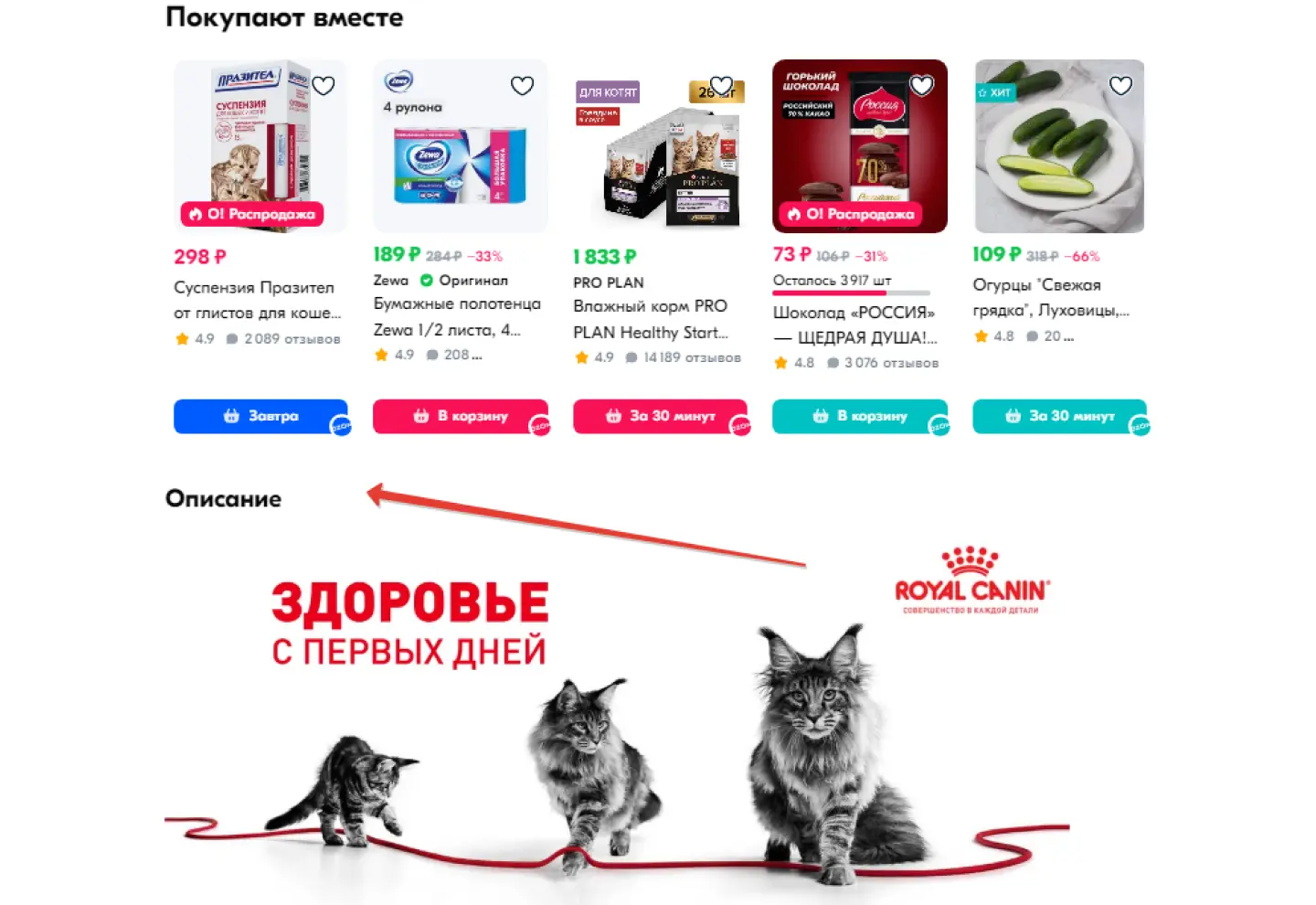 Пример rich-контента на Ozon