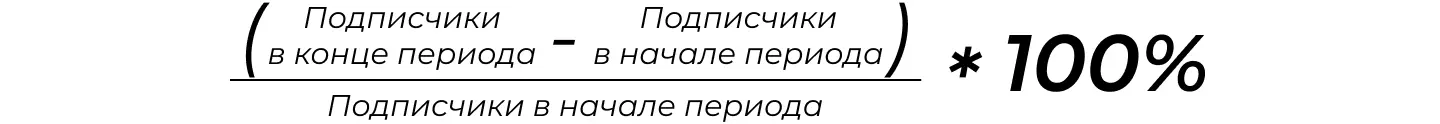Формула расчета динамики роста подписчиков