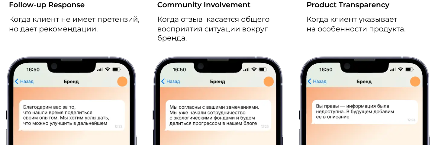 Примеры реакций на обратную связь, полученную после email рассылки