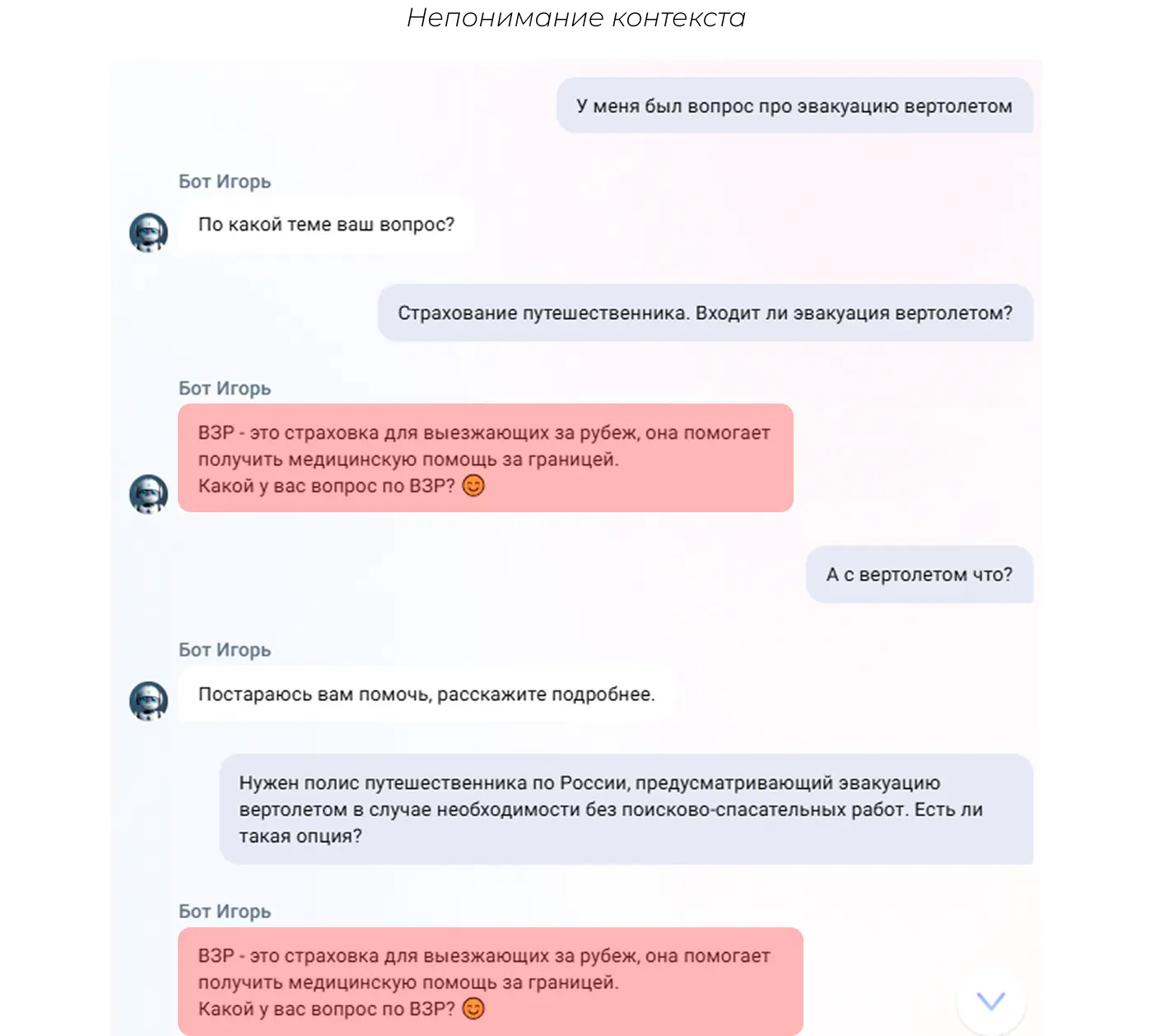 Примеры некорректных ответов нейросети в чатах с клиентами