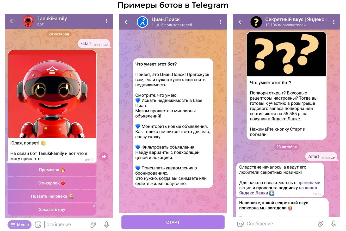Примеры ботов в Telegram