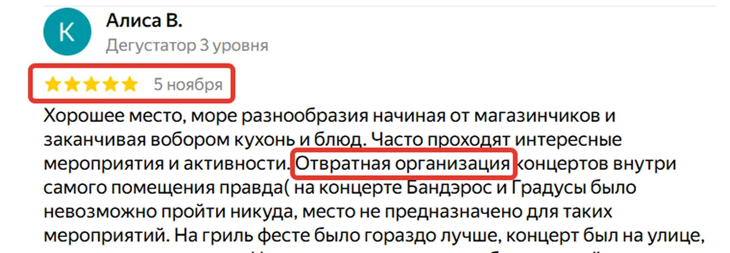 Скрытый негатив в отзыве