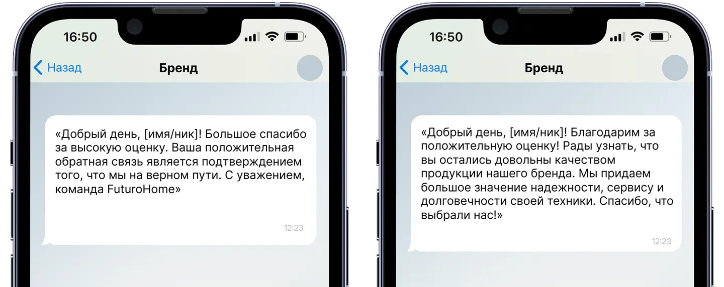 Примеры шаблонов ответа